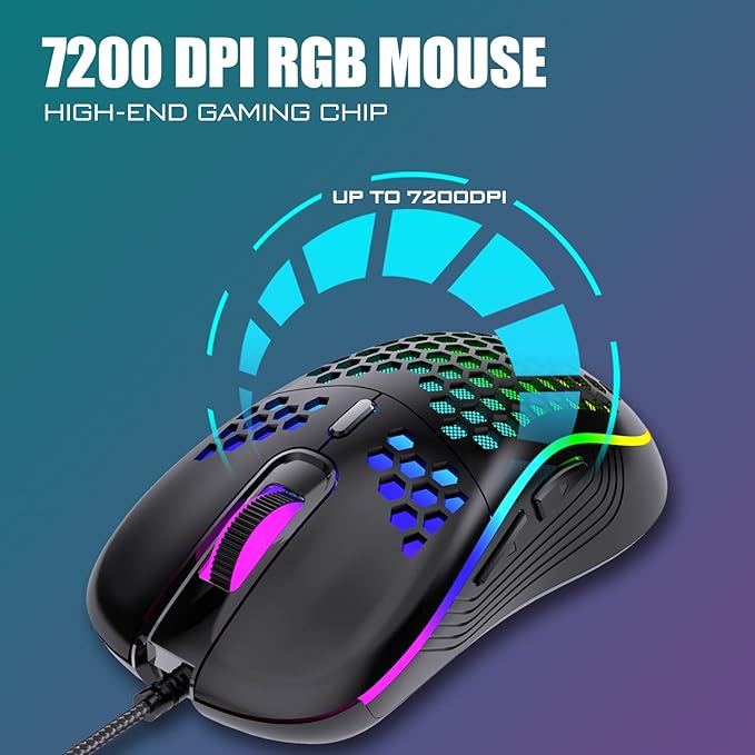 RedThunder 60% Gaming Keyboard and Mouse Combo Ultra-Compact 61 Keys RGB Backlit Mini Keyboard Lightweight 7200 DPI Honeycomb Optical Wired Gaming Set for PC MAC PS5 Xbox Gamer(Black)
