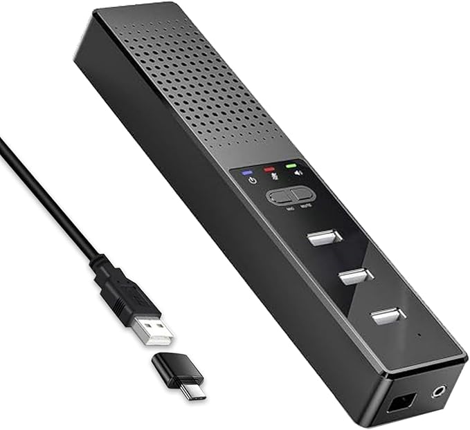 3 in 1 USB Computer Speaker with Microphone PC Laptop Desktop Conference Speaker with Mic for Smart Home Office and Online Study360 Degree Enhanced