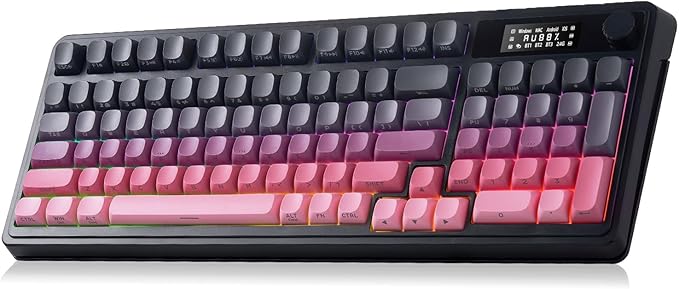 AULA S99 Pro Keyboard Wireless Keyboards with Media Knob Custom RGB Backlit 3-Modes BT/2.4G/USB-C Membrane Gaming Creamy Keyboard for Windows/MAC/PC Gamer - Black Pink