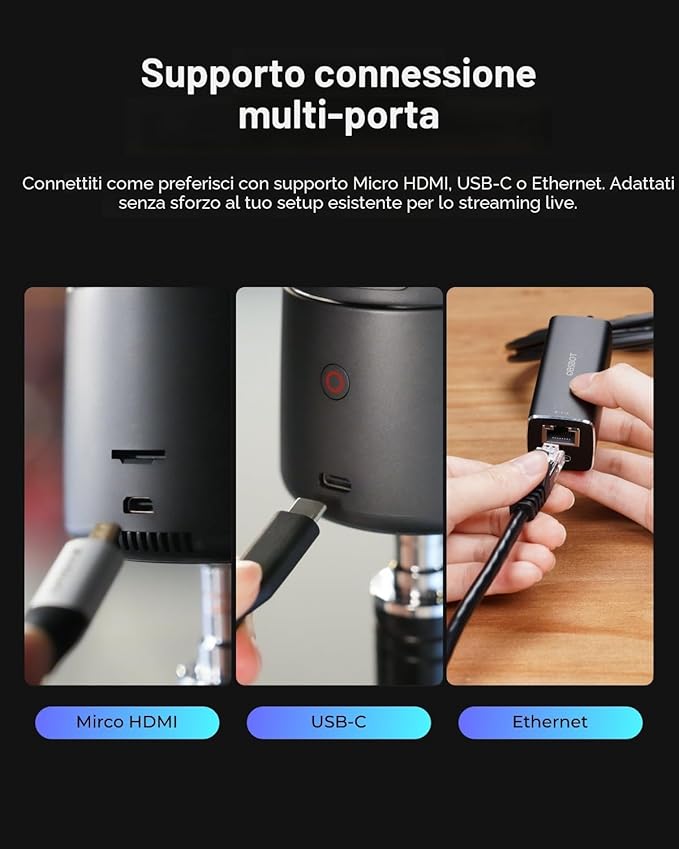 OBSBOT Tail Air &amp Remote Controller Combo AI Tracking PTZ Camera with Intelligent APP Gesture Control HDMI/USB-C/Wireless Webcam Video Camera Live Streaming for Church Worship Sports etc.