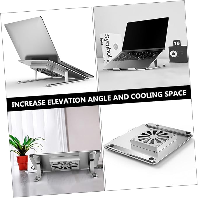 Veemoon Aluminum Alloy Adjustable Laptop Cooler Stand with Quiet LED Fan Ventilated Cooling Pad for Gaming and Office Use Compatible to 17.3-inch Laptops Silver