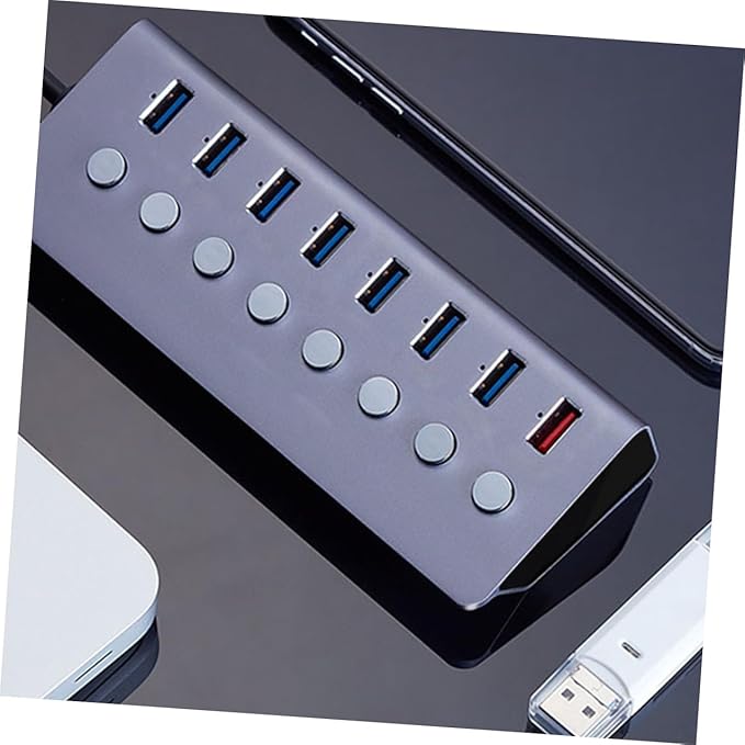 USB Hub with Separate Power Switches USB Extension Device Compact Lightweight for Laptop Office Travel