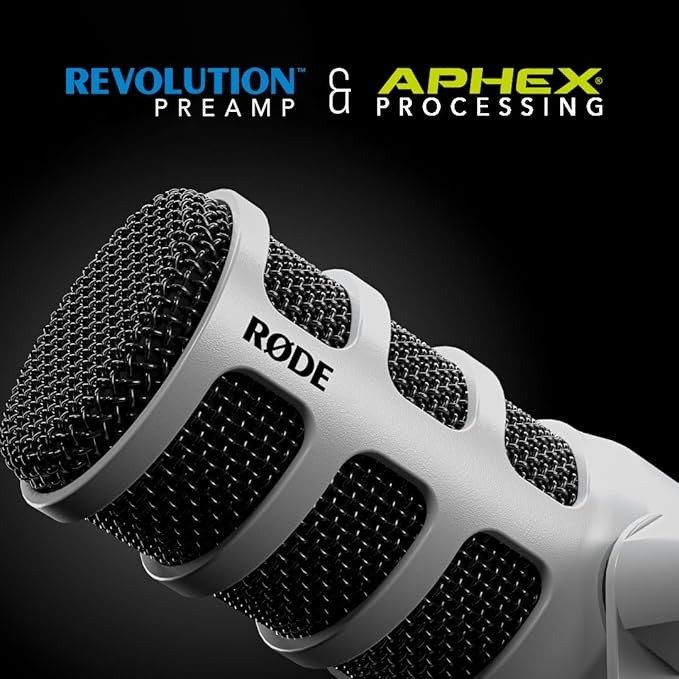 RØDE PodMic USB Dynamic Broadcast Microphone with XLR and USB Connectivity for Podcasting Streaming and Content Creation (White)