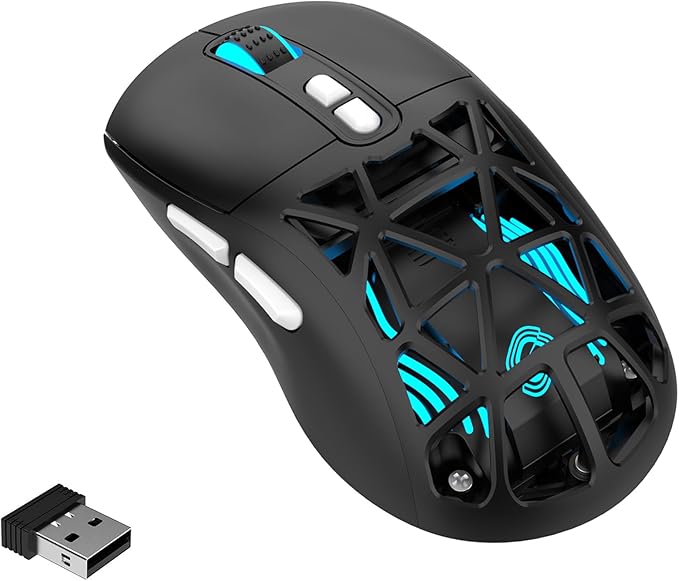 FD Wireless Gaming MouseRechargeable RGB Programmable Macro Mouse10000 DPITri-Mode 2.4GHz/BT 5.0 with Wired3.7V 500mAh Built-in Battery for Laptop Desktop PC MacBook Chromebook - Black