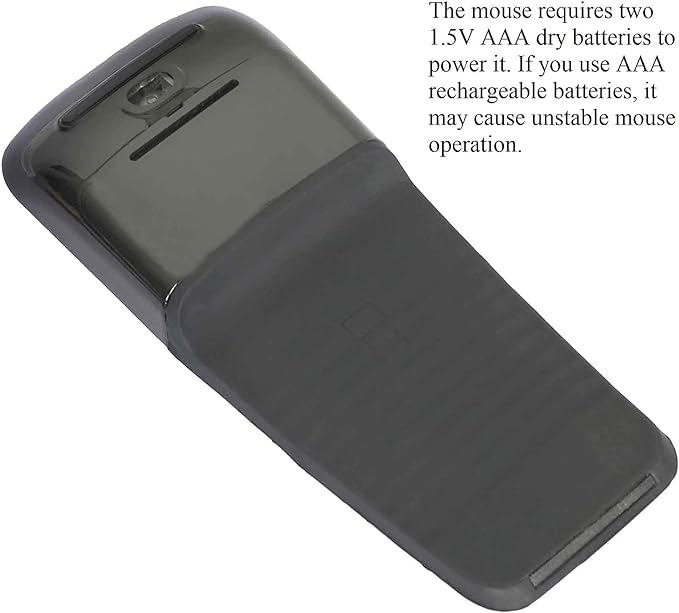 Bluetooth Arc Mouse Foldable Slim and Portable Mini Wireless Computer Travel Mouse Folding Optical Touch Mice for Laptop Tablet - Black