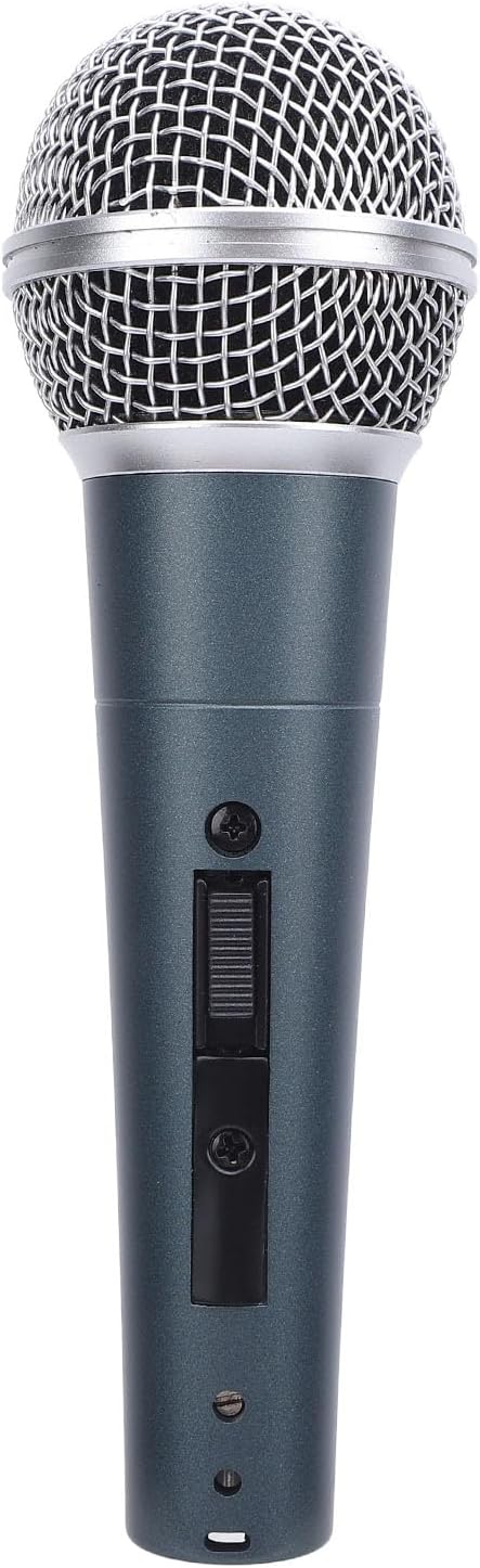 Wired Dynamic Microphone Cardioid Moving Coil Handheld Microphone Set with Shock Absorber for Active Speakers Mixers Amplifiers Low Latency Plug and Play Mic (Cyan)