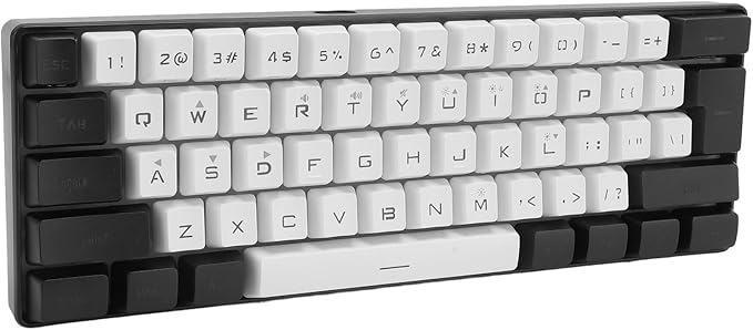 ANGGREK Wired Keyboard Gaming Keyboard Plug and Play 61 Keys ABS Keycaps for Desktop Laptops (White Black)