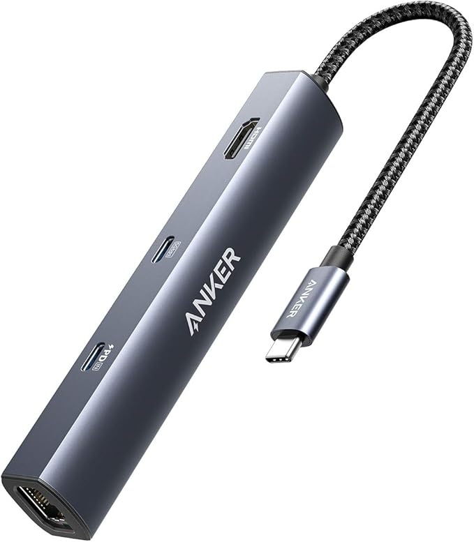 Anker 6-in-1 USB C Hub with Ethernet USB C to 4K HDMI Multiport Adapter 1Gbps Ethernet 65W Power Delivery USB Ports for MacBook Air iPad Pro XPS and More