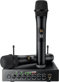 PROZOR UHF Wireless Microphone with Volume Treble Bass Echo Control Wireless Rechargeable Mic Dual Handheld Dynamic Mic System (Bluetooth UHF Base Station – Echo/Treble/Bass Control)