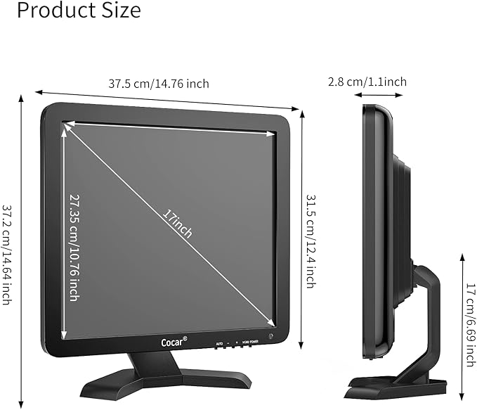 Cocar 17inch Touchscreen Monitor TFT LCD Monitor Touch Screen - 1280x1024 Resolution VGA Input for PC/POS Graphic Draw Sketching