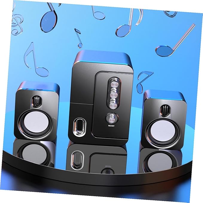 NOLITOY USB Desktop Computer Laptop Speakers Portable 3D Surround Sound with Bass Black Compact Music Loudspeaker for Home and Office Use
