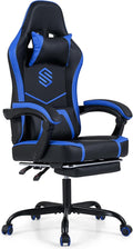 Goplus Gaming Chair Ergonomic Computer Chair with Footrest Lumbar Support Linkage Armrests Detachable Headrest Desk Chair with Adjustable Backrest &amp Height Task Chair for Home Office (Blue)