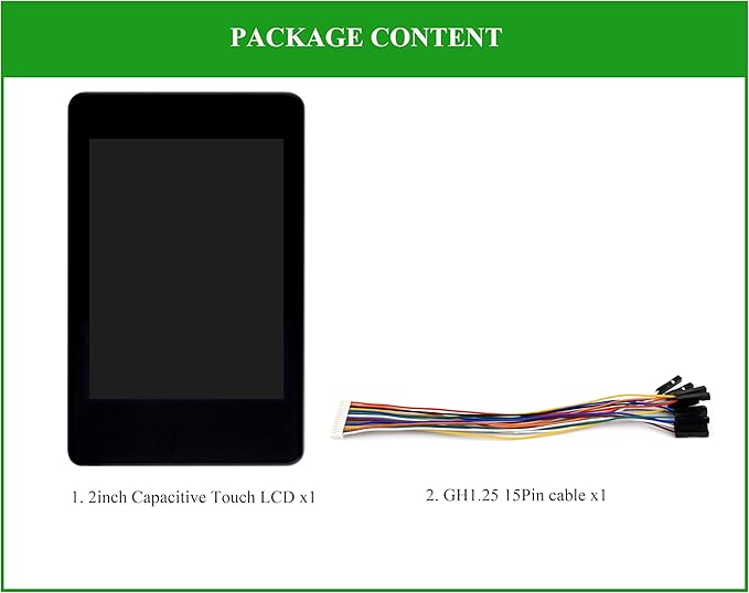 2inch IPS Touch Screen Compatible with Raspberry Pi 5/4B/3B+/3B/Pi Zero/Zero W/Pi Zero 2W/Pico/Pico W/Pico 2/Pico 2W/ ESP32 240x320 Resolution Capacitive Touch LCD Display I2C SPI Interface