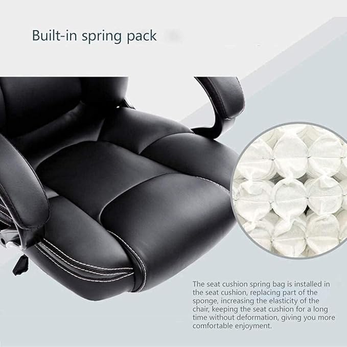 Ergonomic High-Back Office Chair with Footrest PU Leather Gaming Desk Chair Reclining 150° Adjustable Height 330lbs