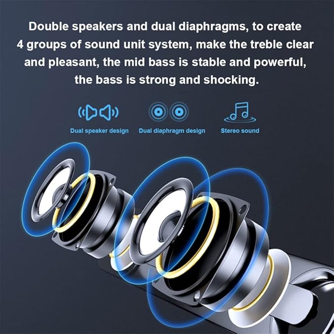 Computer Speaker 3W Wired Powerful Bar Stereo Subwoofer Bass Speaker Surround Sound Box for PC Laptop(OneColor)