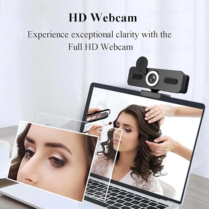 GIZNXBA Webcam with Built-in Microphone Auto Light Correction USB Webcam with Privacy Cover 360° Rotation Pan &amp Tilt for High-End Business Meetings&ampLive Streaming(1080P)
