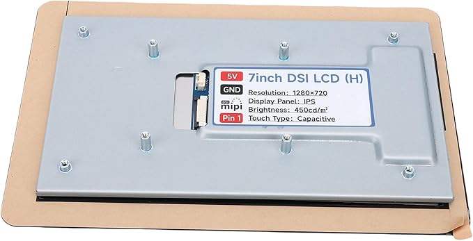 DSI Capacitive Touch Screen 7 Inch 1280x720 IPS Display with Stand Portable Monitor for RasPi5 CM5 4B CM4 3B+ 3A+ 3B CM3+ CM3 Bookworm System Support