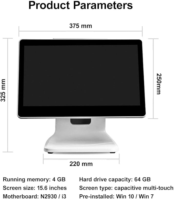 POS System POS Cash Register with 15 Inch Touch Screen CPU N2930 4GB RAM 64GB SSD Windows 10 for Retail Restaurant Retail Cafe Clubpospos System