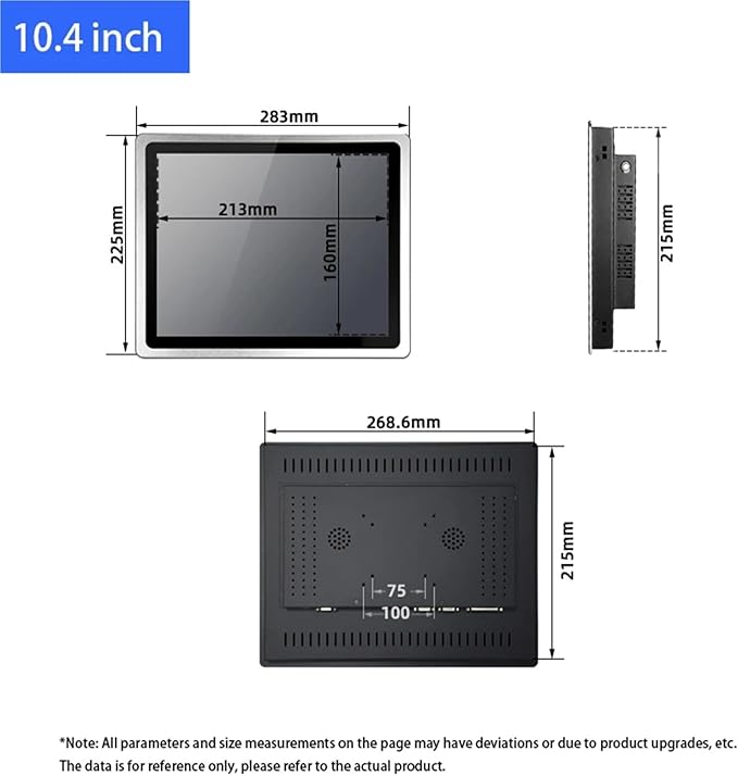 1pc 10.4 Industrial Computer Monitor 10 Inch Capacitive Touch Screen 1024 * 768 with VGA/DVI/HDMI/USB Interface Mini PC Screen(VGA DVI)
