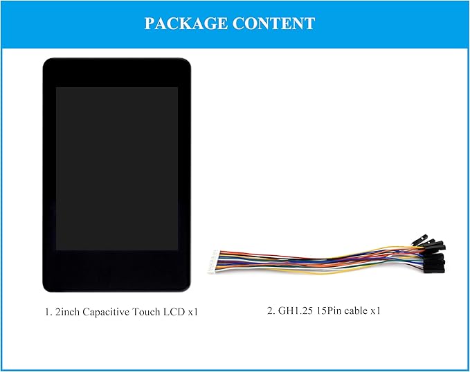 2inch IPS Display 240x320 Capacitive Touch Screen Compatible with Raspberry Pi 5/4B/3B+/Zero/Zero 2W/Pico/Pico W/Pico 2/ESP32 262K Colors ST7789T3 Display Driver and CST816D Touch Controller