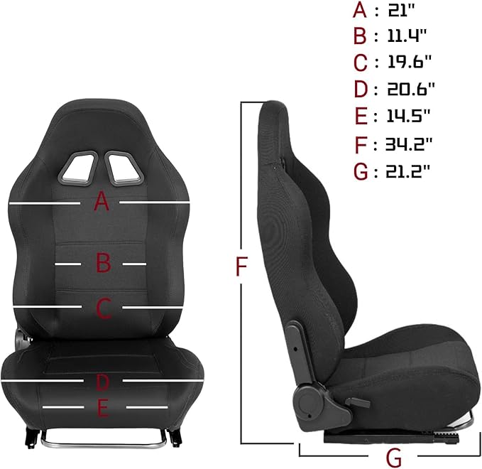 Marada Racing Seat with Adjustable Slide for Racing Wheel Simulator Stand Cockpit Adjustable Seat
