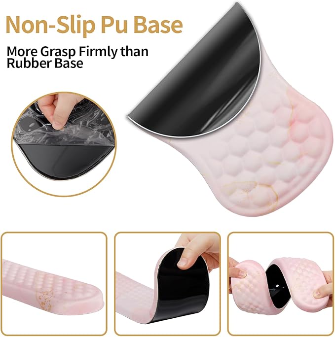 L-SPOUTTO Mouse Pad Wrist SupportErgonomic Mouse Pad with Wrist RestComputer Mouse Pads Pain Relief Keyboard Wrist Rest with CoasterComputer Mouse Pad for Laptop Keyboard Office-Pink Marble