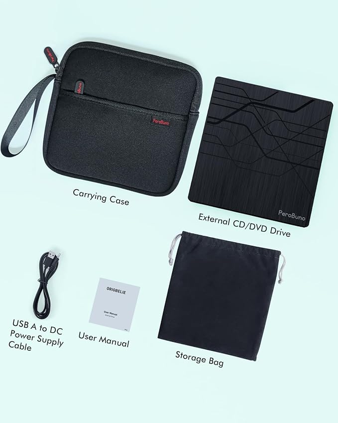 Super External CD DVD Drive USB 3.0 DVD Burner with Ethernet Adapter 3 USB and 2 TF/SD Card Ports CD DVD Player Reader Writer Optical Disk Drive for Laptop PC Mac Windows Linux with Carrying Case