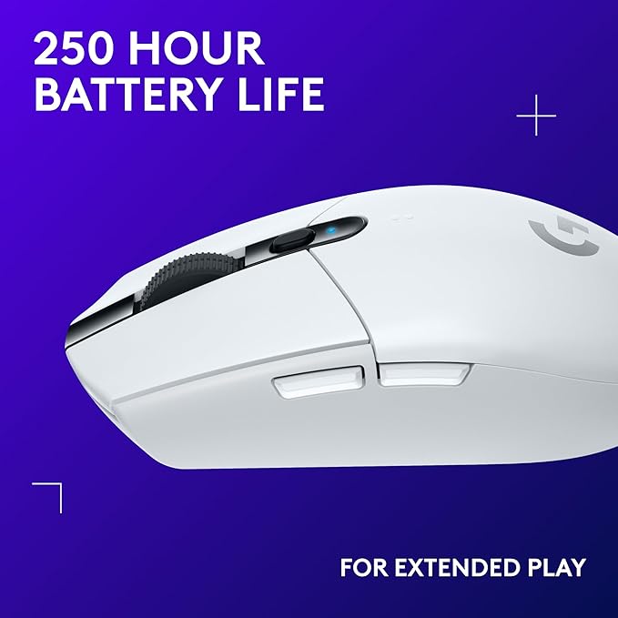 Logitech G305 Lightspeed Wireless Gaming Mouse Hero Sensor 12000 DPI Lightweight 6 Programmable Buttons 250h Battery On-Board Memory Compatible with PC Mac - White
