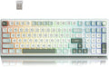 RK ROYAL KLUDGE R98 Pro Wireless Mechanical Keyboard Creamy Bluetooth/2.4GHz/Wired RGB Gaming Keyboard with Number Pad and Knob MDA Profile PBT Keycaps Gasket Hot Swappable Tactile Switch Cyan