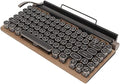 Jiawu Mechanical Gaming Keyboard Typewriter Retro Punk Gaming Keyboard Bluetooth Keyboard with Metal Round Keycap &amp Backlit 83 Keys Blue Switch Electric Typewriter (Wood