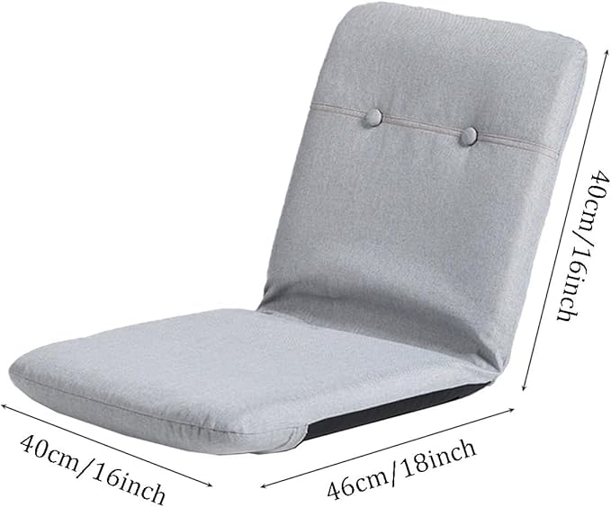 ELEFOCUS Folding Floor Chair with 5 Adjustable Positions Floor Lazy Gaming Sofa Chair Linen Fabric Padded Meditation Chairs(Orange)