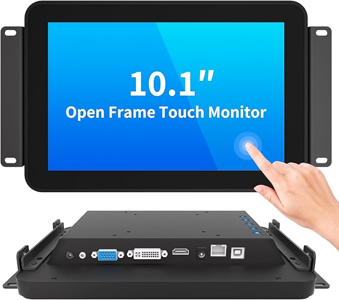 10.1 Inch Open Frame Touch Monitor PCAP 10-Point Touch Industrial Touchscreen Monitor with HDMI/VGA/DVI Interface Active Matrix TFT LCDLED Backlight with VESA Mount