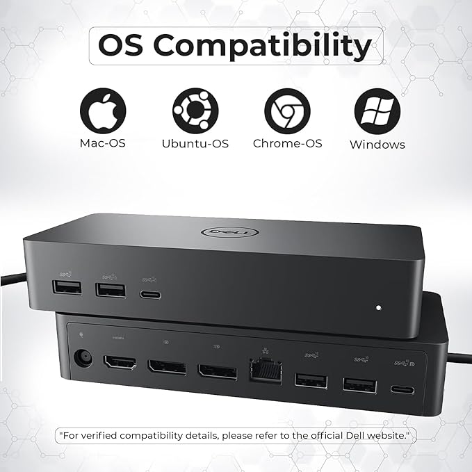 UD22 Dell Docking Station Dual Monitor Bundle - USB-C/USB-A Universal Dell Dock for Laptops Comes with 130W Adapter + Anyhdd HDMI DisplayPort USB-C Cables &amp Cloth - Supports Dual/Triple/4 Monito