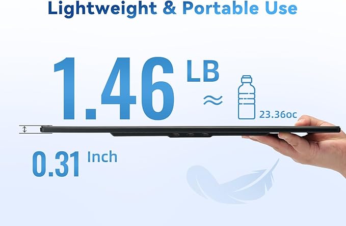 16 Portable Monitor for Laptop - 1200P FHD Horizontal Vertical with Detachable Kickstand Built-in Speakers Plug &amp Play Travel External Screen for Wins Mac Chrome