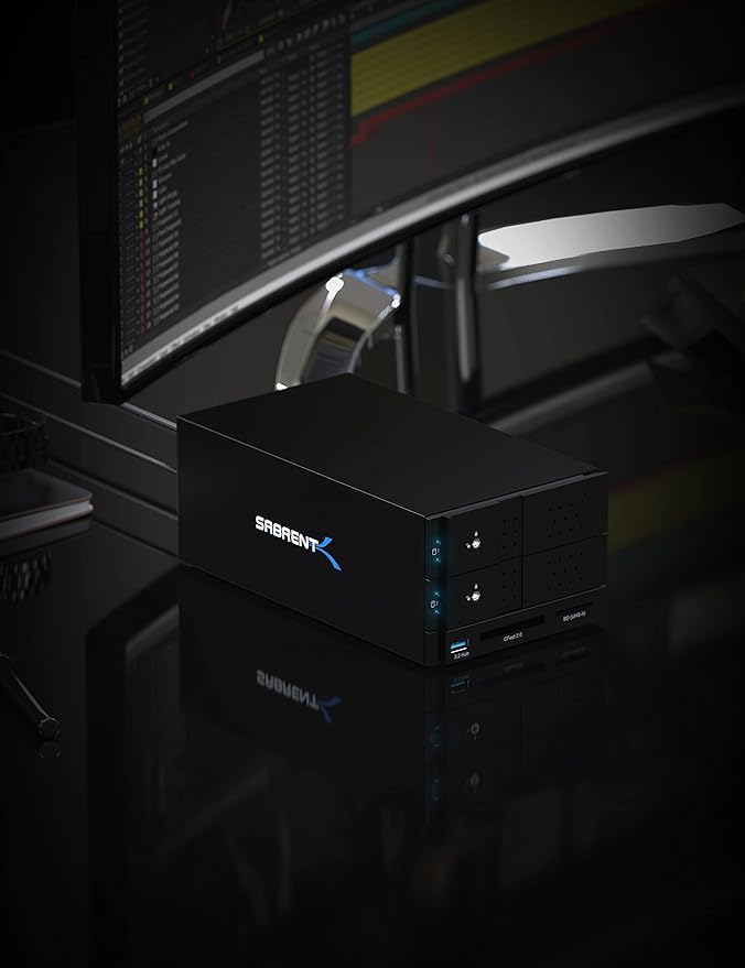 SABRENT USB Type C to Dual 3.5” SATA and RAID Docking Station with CFast/SD Card Readers and USB Type A Port (DS-2BCR)