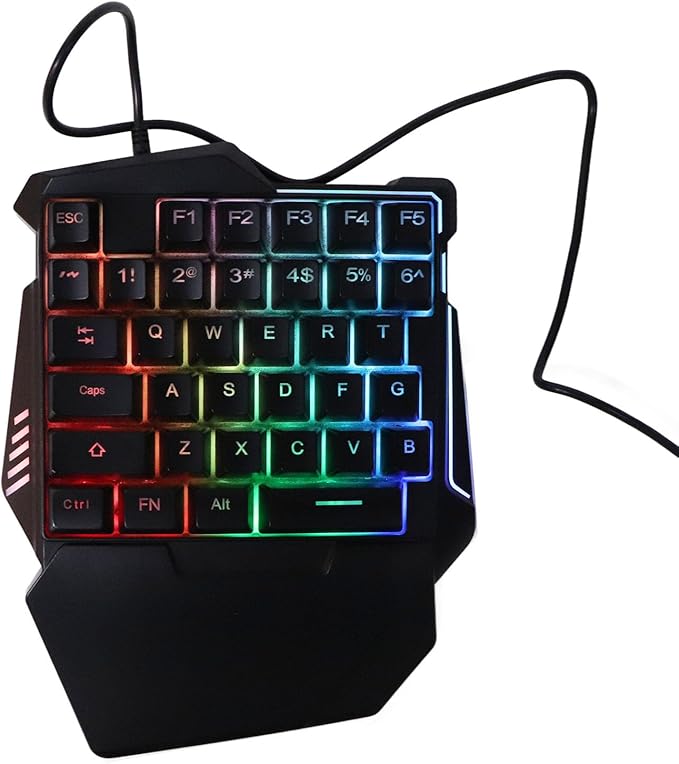 Goshyda One Handed RGB Gaming Keyboard Professional Ergonomic USB Wired Gaming Keypad with 35 Keys for Desktop Laptop Computer