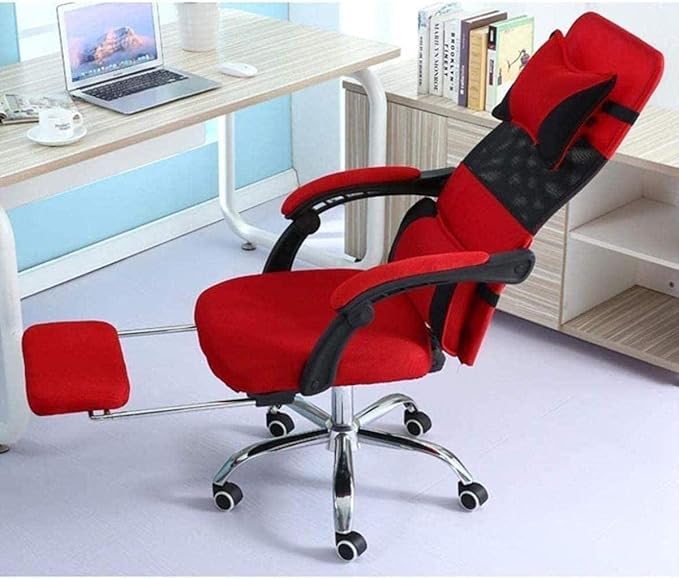 Office Chair Gaming Chair Boss Chair Steel Frame High Back Mesh Swivel Chair with Footrest Recliner Computer Chair Waist Support Seat Chair (Color : E) Needed