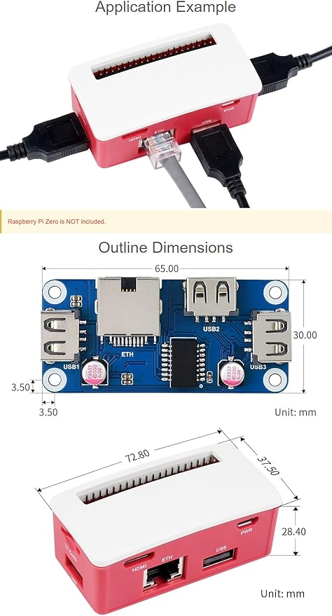 Waveshare ETH-USB-HUB-Box for Raspberry Pi Zero Series