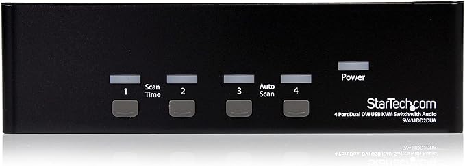 StarTech.com 4-Port Dual KVM Switch with Audio for DVI Computers - Built-in USB Hub TAA (SV431DD2DUA)