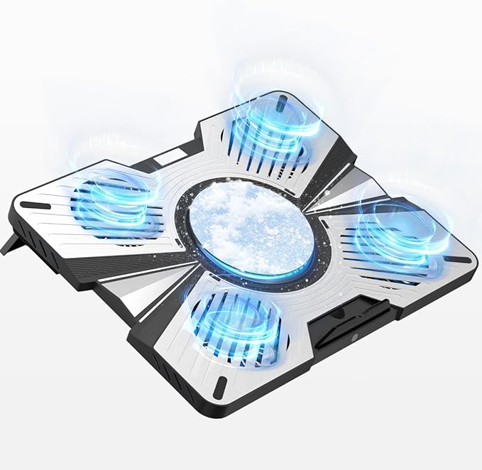 Thermoelectric Laptop Cooling Stand with 5 Fans - Adjustable Height for Laptops up to 19 Compatible with MacBook Alienware ROG &amp Gaming Laptops