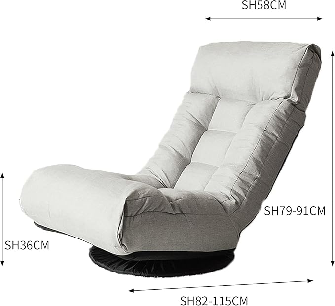 High Back Folding Floor Gaming Chair w/Footstool360 Degree Swivel Single Recliner Leisure Chair