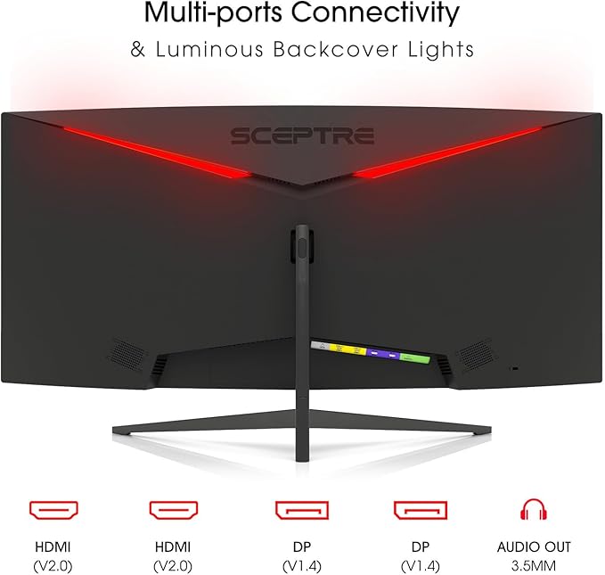 New! Sceptre Curved 30-inch Gaming Monitor 200+Hz FreeSync Build-in Speakers 2560 x 1080p HDMI DP Machine Black 2026 (C305B-200UN Series)
