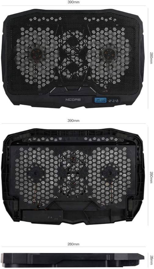 ABKO NCORE NC30 Laptop Cooling Pad Blue LED Cooling Fan Quad Fan LCD Display Fan Controller USB Powered Up to 17 Inch Non Slip Pad Black Mesh