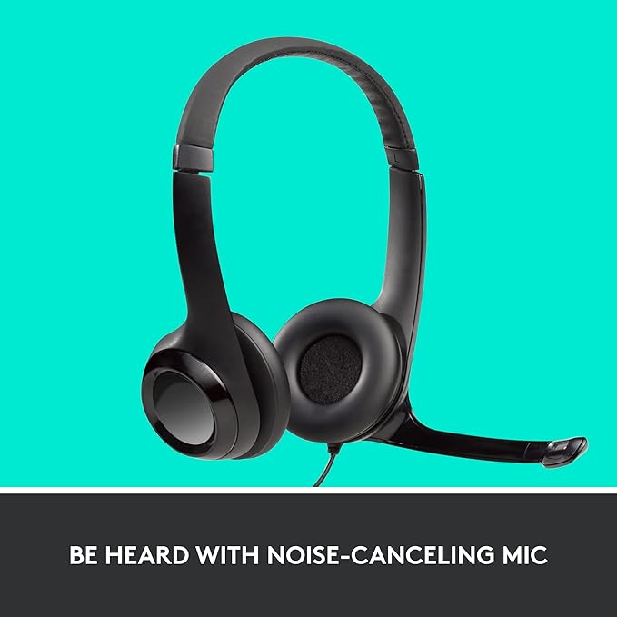 Logitech USB Headset H390 with Noise Cancelling Mic &amp C270 Desktop or Laptop Webcam HD 720p Widescreen for Video Calling and Recording