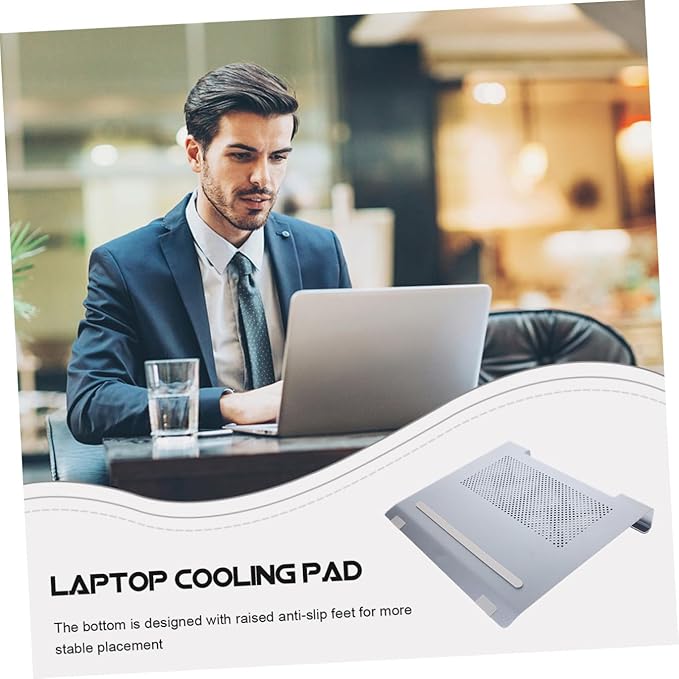 Mikikit Notebook Cooler USB Fans PC Cooler Tabletop Fan Laptop Lap Cooler Laptop Stand Holder Laptop Cooling Pad Aluminum Alloy Grey Laptop Cooler Stand Laptop Cooler with LED Fan Air Base
