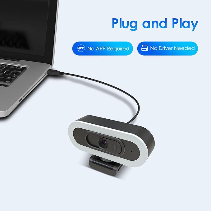 saylas 2K Webcam with Lights HD Webcam for PC 2K@60FPS Web cam with Microphone 65° FOV Autofocus Noise Cancellation Privacy Cover Web Camera for Computer/Laptop USB Streaming Computer Camera