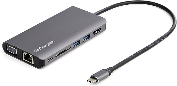 StarTech.com USB C Multiport Adapter - USB-C Mini Travel Dock w/ 4K HDMI or 1080p VGA - 3x USB 3.0 Hub SD GbE Audio 100W PD Pass-Through - Portable Docking Station for Laptop/Tablet (DKT30CHVAUSP)