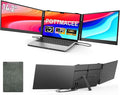14.2’’ Triple Laptop Screen Extender 0.17 Ultra-Slim FHD 1080P Portable Monitor for Laptop Tri-Screen Travel Monitor Extender Plug-Play for Windows/Mac/Chrome Fit 13”-17.3” Laptops