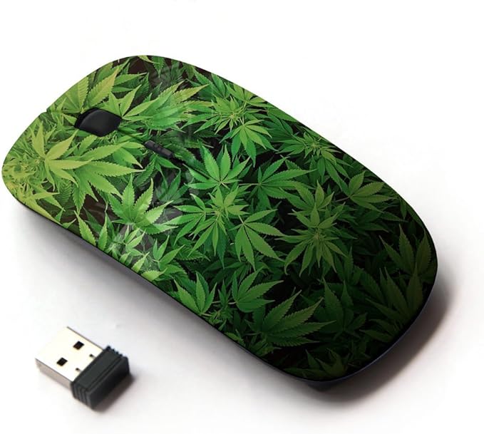 Graphic4You Marijuana Cannabis Weed Hemp Leaf Smoker Design Ergonomic Wireless Mouse with Nano Receiver