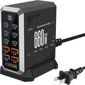 660W USB C Fast Charger Block 10 Ports GaN III USB Chagring Station Dual 140W PD PPS HUB for Multiple Devices Laptop Adapter Compatible with MacBook Pro/Air iPad iPhone Pro Max Galaxy Dell HP